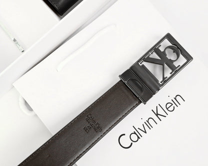 CK Black Leather Wallet-Belt Set For Men 7#