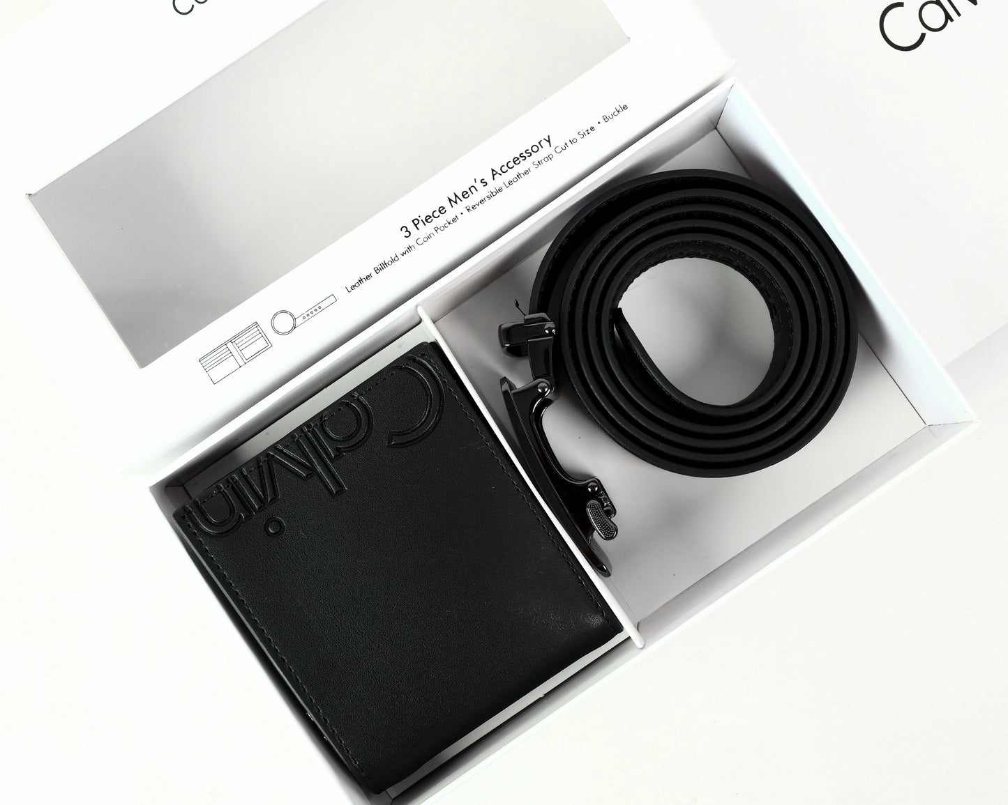 CK Black Leather Wallet-Belt Set For Men 8#