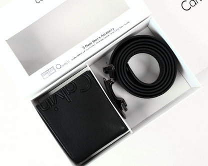 CK Black Leather Wallet-Belt Set For Men 8#