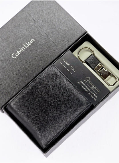 CK Black Leather Wallet-Keychain Set For Men 8#