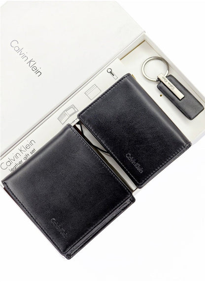 CK Black Leather Wallet-Keychain-Card Holder Set For Men 7#