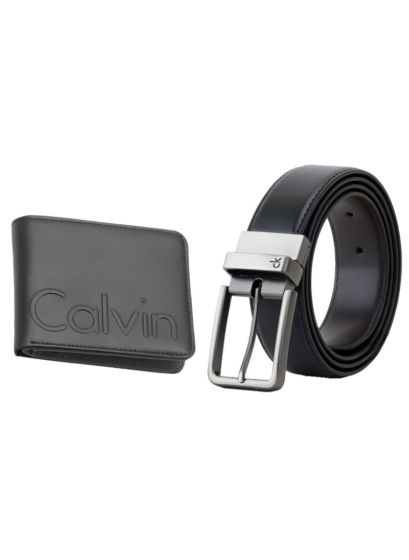 CK Black Leather Wallet-Belt Set For Men 16#