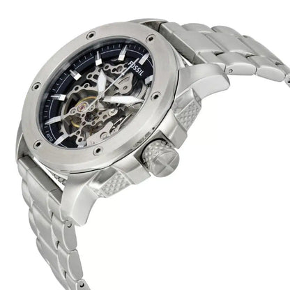 Fossil ME3081 Modern Machine Automatic Watch – Silver Skeleton Dial, Stainless Steel Strap (50mm)
