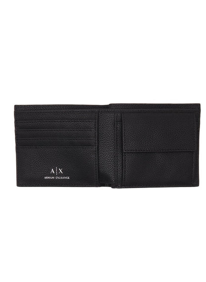 AX Black Leather Wallet & Keychain Set For Men 16#