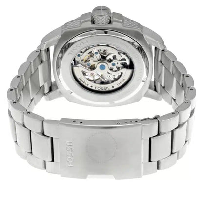 Fossil ME3081 Modern Machine Automatic Watch – Silver Skeleton Dial, Stainless Steel Strap (50mm)