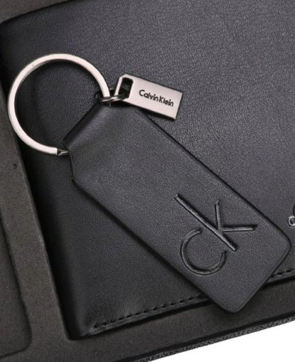 CK Black Leather Wallet & Keychain Set For Men 6#