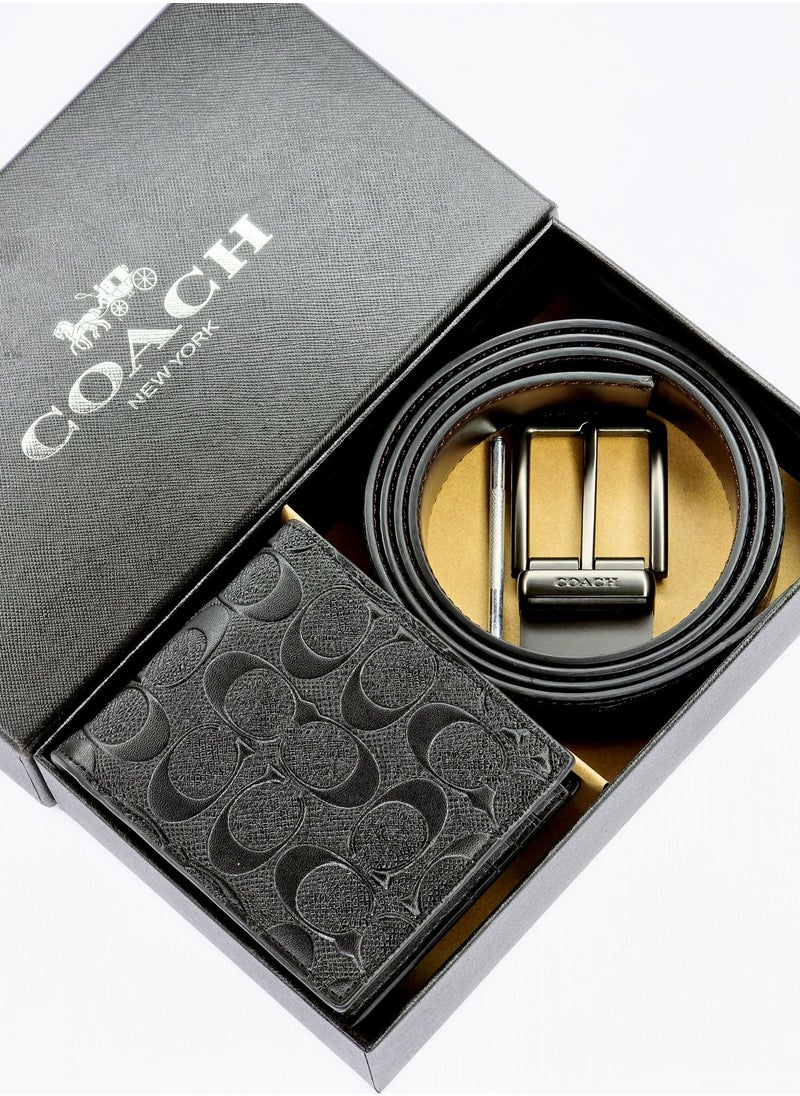 Coach Signature Wallet & Reversible Belt Set For Men 23