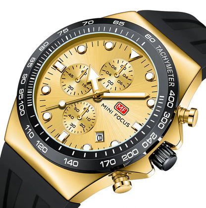 Mini Focus Watch with Gold Dial & Black Strap For Men MF0488G