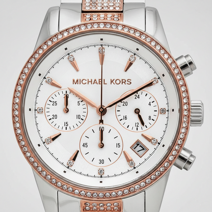 Michael Kors MK6651 Ritz Women’s Silver Dial Two-Tone Stainless Steel Chronograph Watch