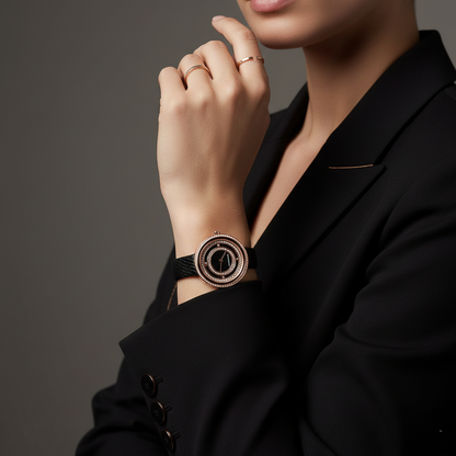 Emporio Armani AR11493 Women’s Black Dial Rose Gold Leather Rosa Watch