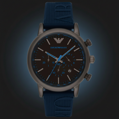 Emporio Armani AR11023 Men’s Black Dial Blue Silicone Strap Chronograph Watch