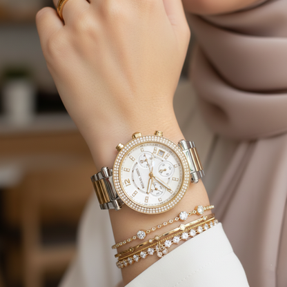 Michael Kors MK5626 Parker Women’s White Dial Two-Tone Chronograph Watch