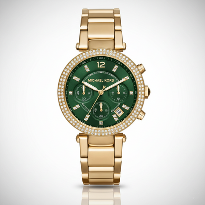 Michael Kors MK6263 Parker Women’s Green Dial Gold Chronograph Watch