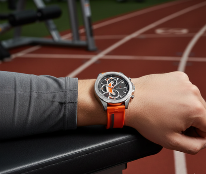 Tommy Hilfiger 1792084 Men's Sport Chronograph Watch – Black Dial with Orange Silicone Strap