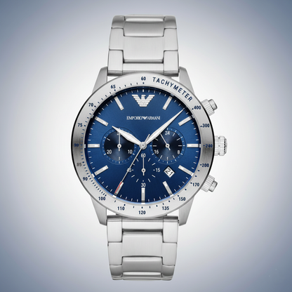 Emporio Armani AR11306 Men’s Blue Dial Silver Stainless Steel Chronograph Watch