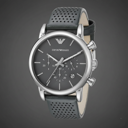 Emporio Armani AR1735 Men’s Grey Dial Grey Leather Chronograph Watch