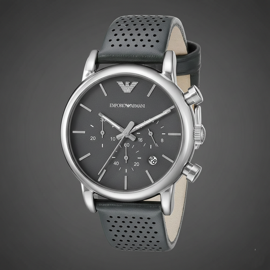 Emporio Armani AR1735 Men’s Grey Dial Grey Leather Chronograph Watch