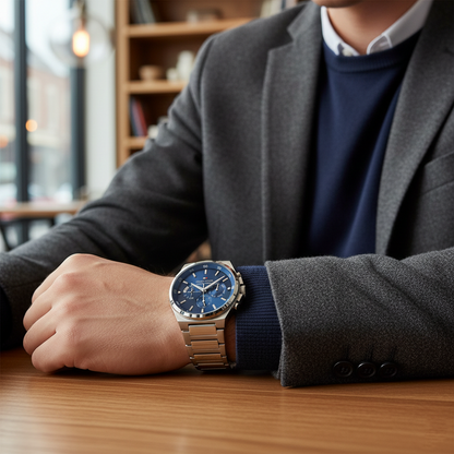 Tommy Hilfiger 1792089 Men’s Multi-Function Watch – Blue Dial & Silver Stainless-Steel Bracelet