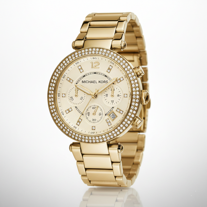 Michael Kors MK5354 Parker Women’s Gold Dial Gold-Tone Chronograph Watch