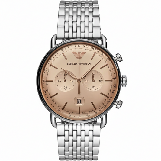 Emporio Armani AR11239 Men’s Champagne Dial Stainless Steel Aviator Watch