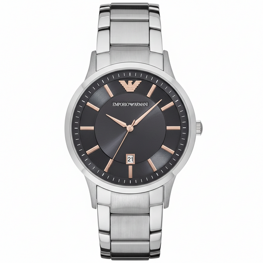 Emporio Armani AR11179 Men’s Black Dial Stainless Steel Renato Watch