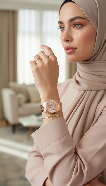 Michael Kors MK4733 Women’s Rose Gold Dial Stainless Steel Crystal Logo Watch