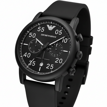 Emporio Armani AR11133 Men’s Black Dial Black Silicone Chronograph Watch