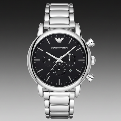 Emporio Armani AR1894 Men’s Black Dial Stainless Steel Luigi Chronograph Watch