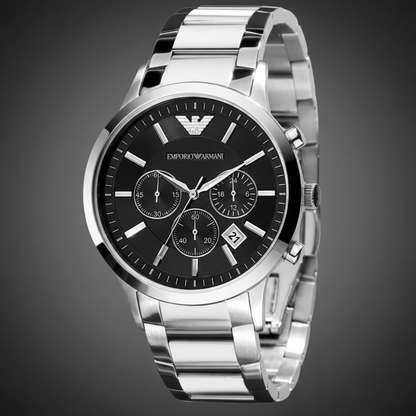 Emporio Armani AR2434 Men’s Black Dial Stainless Steel Renato Watch
