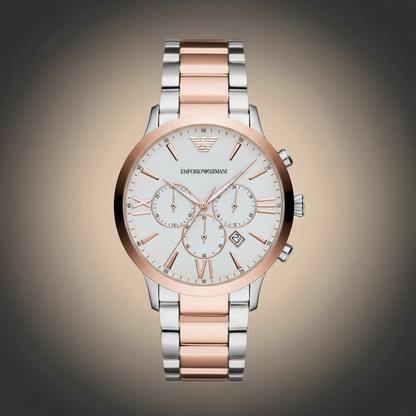 Emporio Armani AR11209 Men’s White Dial Two-Tone Stainless Steel Giovanni Watch