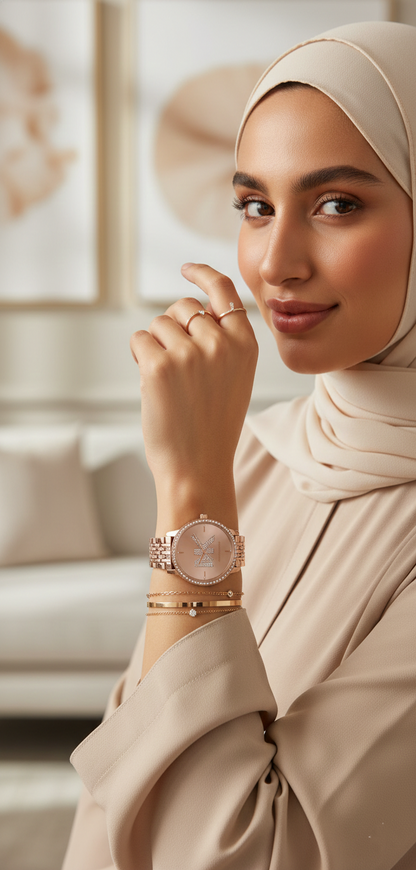 Michael Kors MK4372 Women’s Rose Gold Dial Rose Gold Stainless Steel Crystal MK Logo Watch