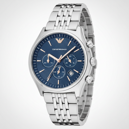 Emporio Armani AR1974 Men’s Blue Dial Stainless Steel Zeta Chronograph Watch