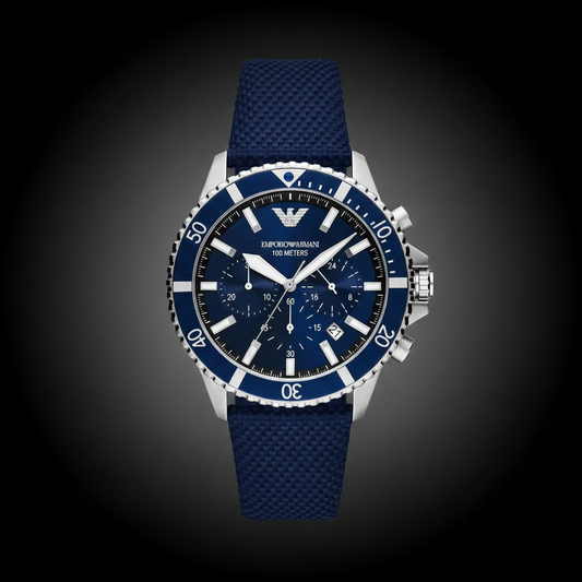 Emporio Armani AR11588 Men’s Blue Dial Fabric Strap Diver Chronograph Watch