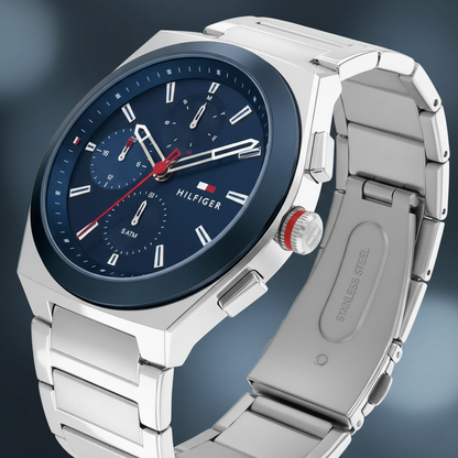 Tommy Hilfiger Connor 1791896 Men’s Blue Dial Silver Metal Multi-Function Watch