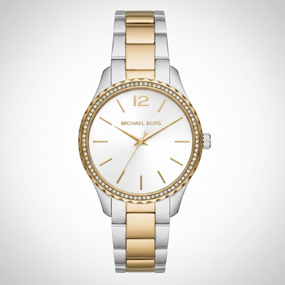 Michael Kors MK6899 Women’s Silver Dial Two-Tone Stainless Steel Crystal Bezel Watch