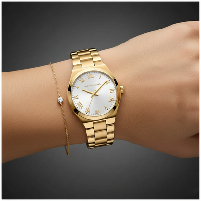 Michael Kors MK7391 Women’s White Dial Gold Stainless Steel Lennox Watch