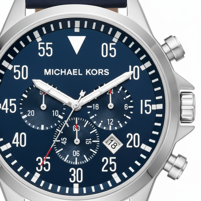 Michael Kors MK8617 Men’s Blue Dial Blue Leather Strap Gage Chronograph Watch