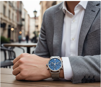 Tommy Hilfiger Sullivan 1791881 Men’s Blue Dial Silver Mesh Multi-Function Watch