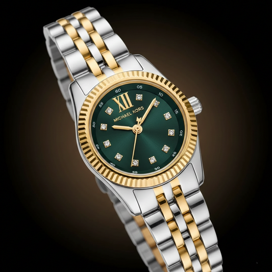 Michael Kors Lexington MK4986 Women’s Two-Tone Green Dial Multi-Function Watch