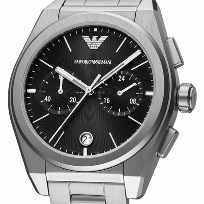 Emporio Armani AR11560 Men’s Black Dial Silver Stainless Steel Federico Chronograph Watch