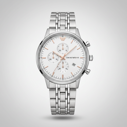 Emporio Armani AR1933 Men’s Silver Dial Silver Stainless Steel Chronograph Watch