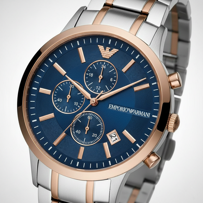 Emporio Armani AR80025 Men’s Blue Dial Two-Tone Stainless Steel Renato Chronograph Watch