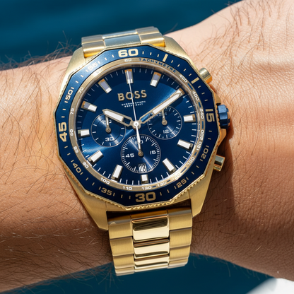 Hugo Boss Energy 1513973 Gold-Tone Blue Dial Chronograph Men's Watch
