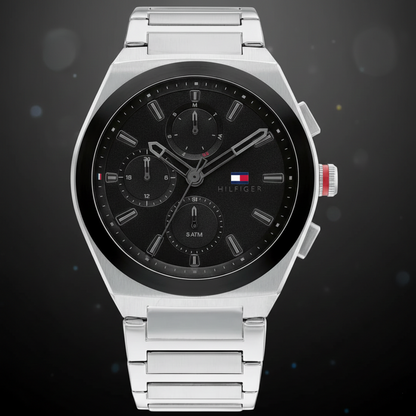 Tommy Hilfiger Connor 1791897 Men’s Black Dial Silver Metal Multi-Function Watch