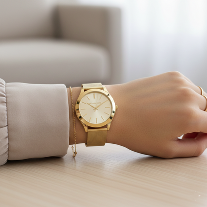 Michael Kors MK3282 Women’s Gold Dial Gold Mesh Stainless Steel Watch