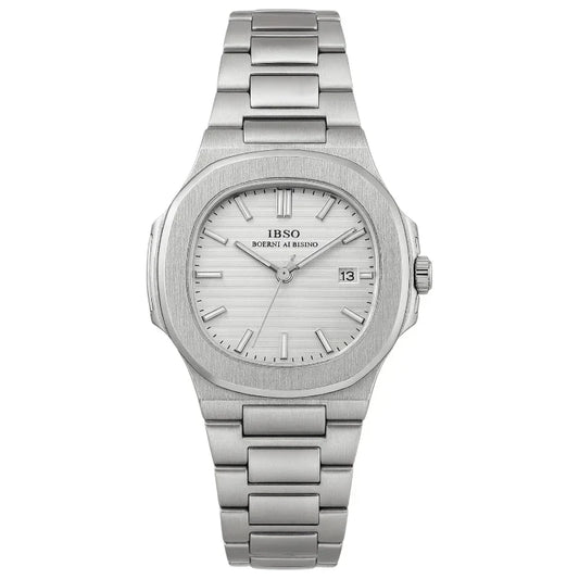IBSO ساعة ايبسو الكلاسيكية للرجال ستانلس ستيل مينا أبيض