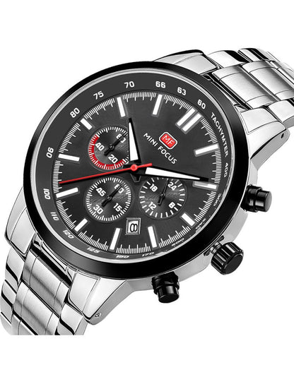 MINI FOCUS MF0133G.03 Men's Chronograph Watch – Sporty Elegance in Silver & Black
