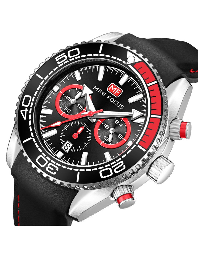 Mini Focus Men’s Watch – Model MF0426G | Black Chronograph with Silicone Strap