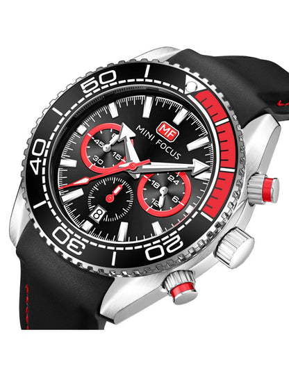 Mini Focus Men’s Watch – Model MF0426G | Black Chronograph with Silicone Strap