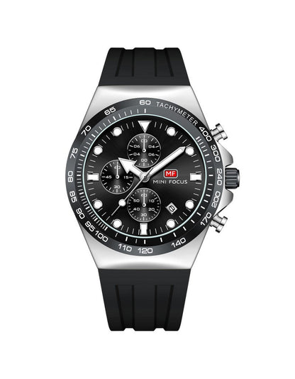 Mini Focus Watch with Black Dial & Silver Case For Men MF0488G